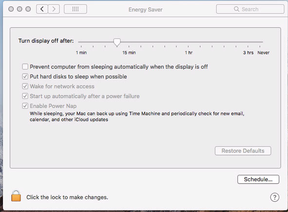 screenshot of sleep settings page