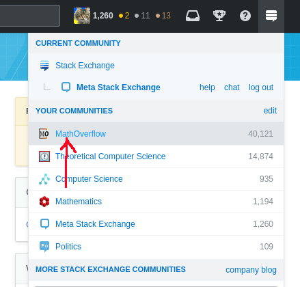 Link to MathOverflow from the top-bar menu