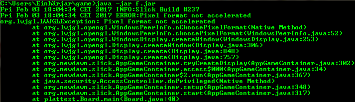 "lwjglexception pixel format not accelerated"