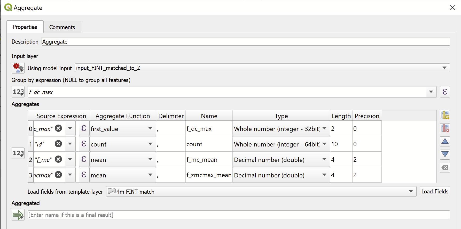 Aggregate settings