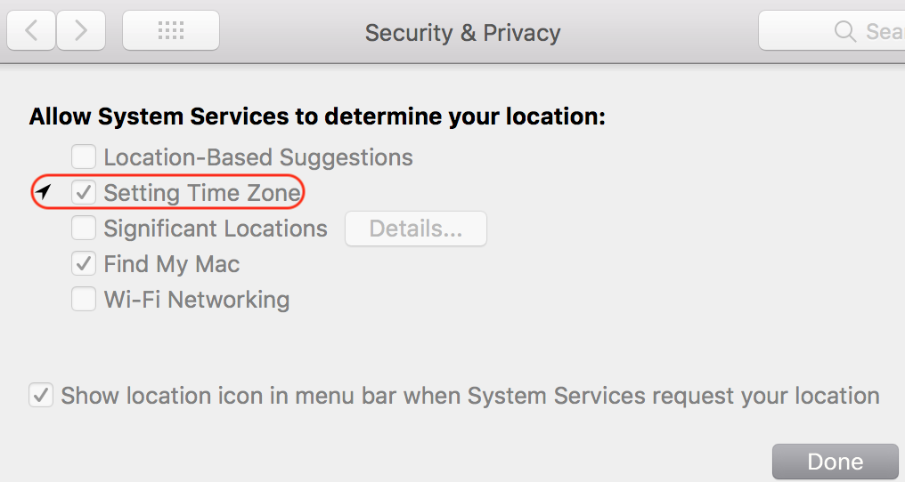 Enabling the 'Setting Time Zone' option