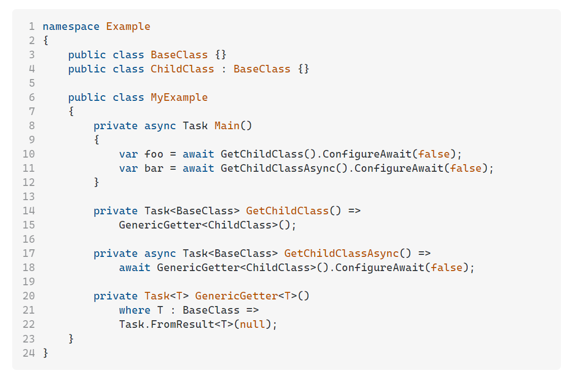 Light mode code block with prefixed line numbers