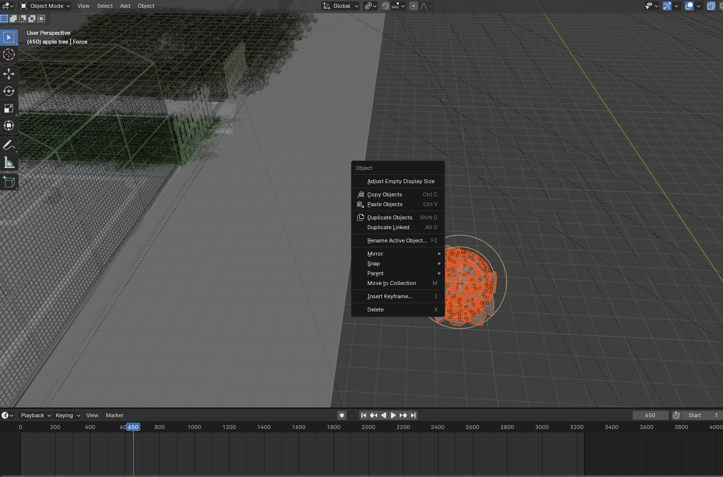 The image shows the mesh created by cell fracture add-on