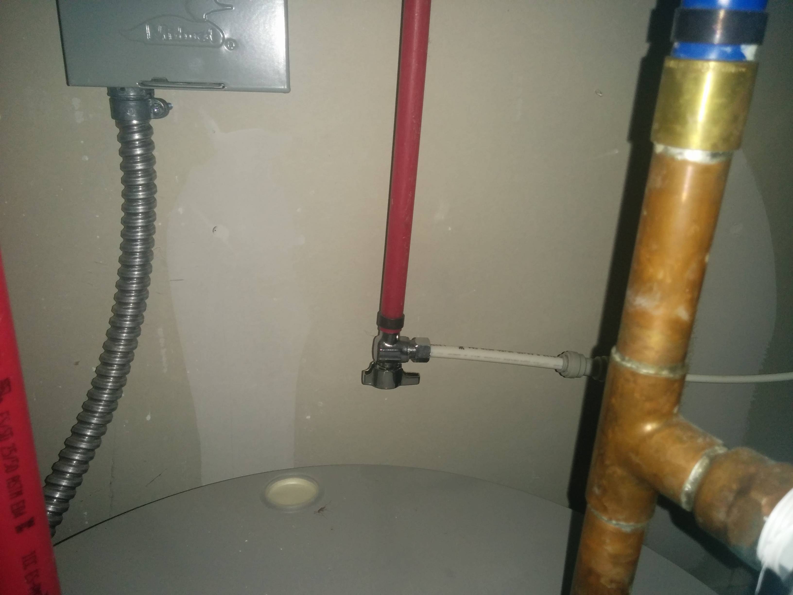 Water valve leading to humidifier