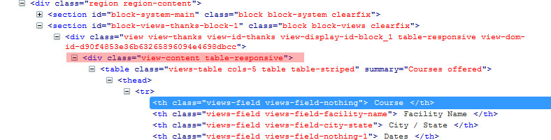 table layout in code