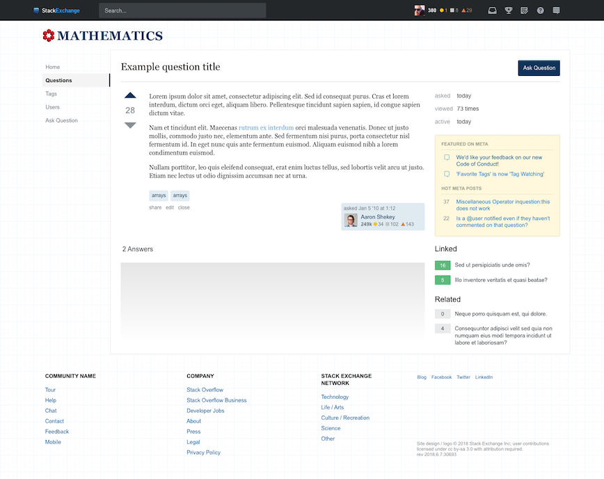 Mathematics question page