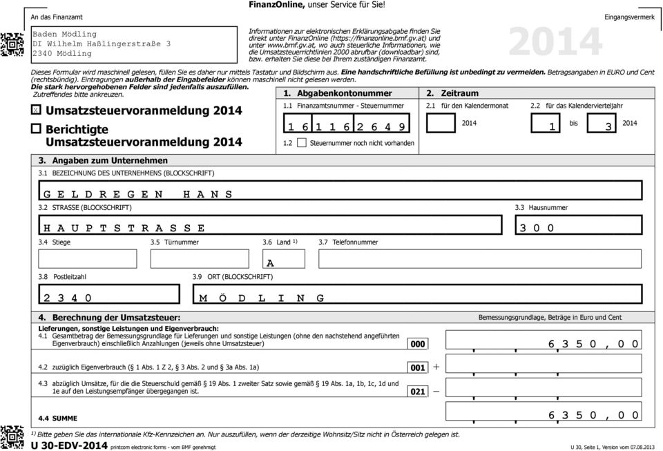 österreichisches Formular