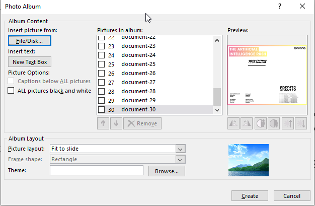 Powerpoint create album