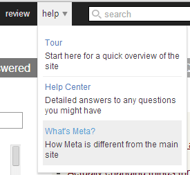 Meta Help dropdown