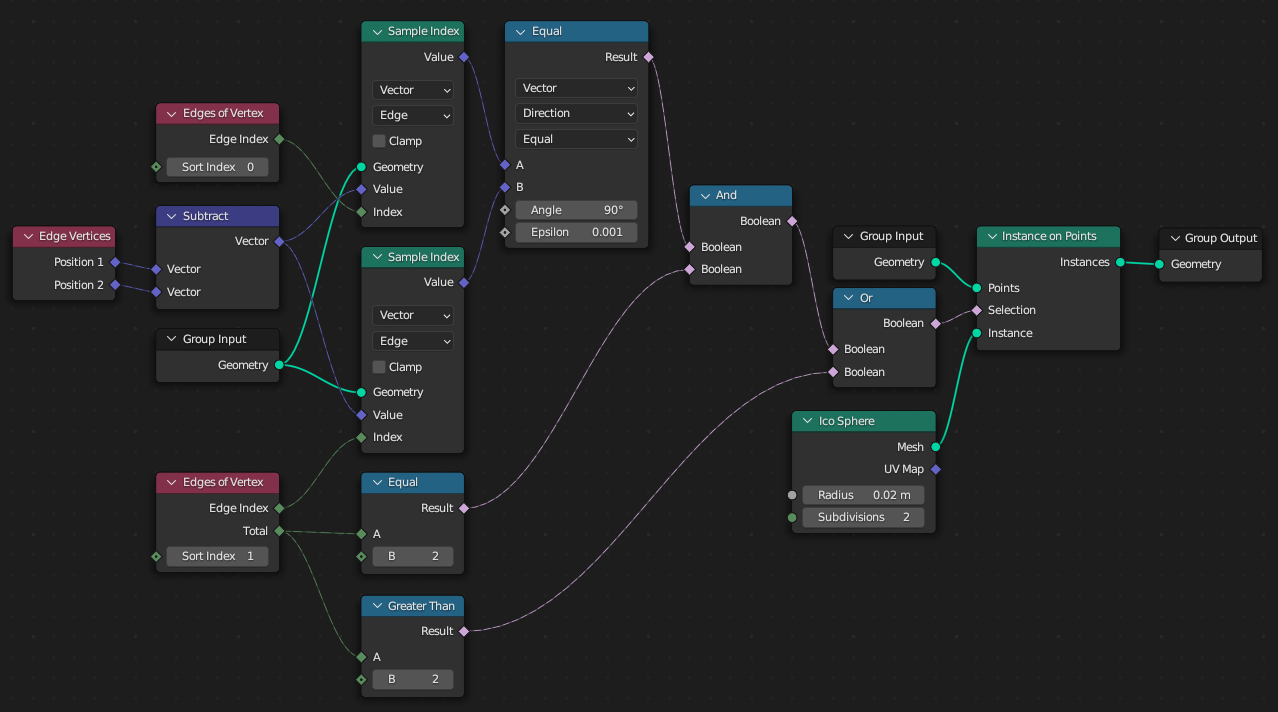 Vertices - Geometry Nodes: Select Vertex On An Edge By Angle - Blender ...