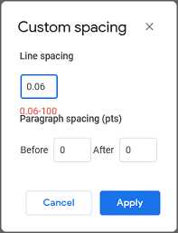 Custom line spacing dialog