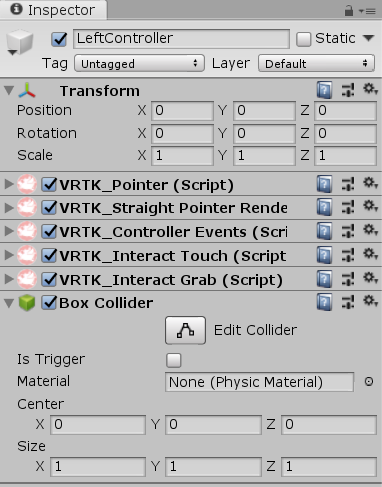 Controller Box Collider Settings