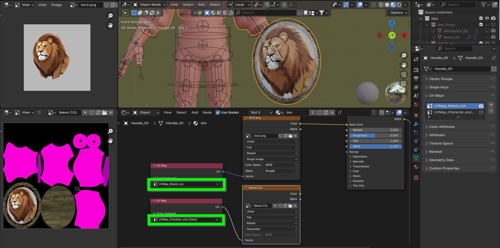 UV map selector nodes