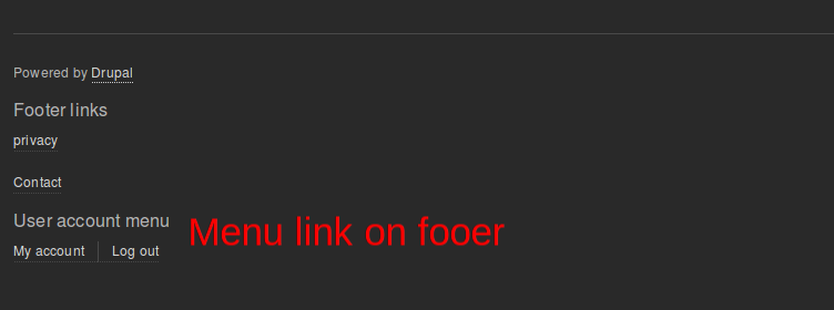 menu link on footer