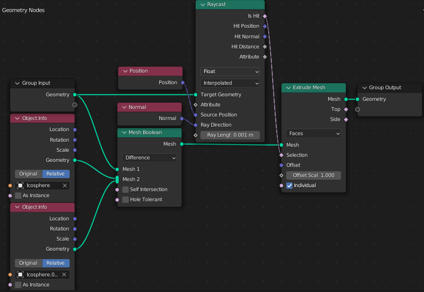 Geometry nodes boolean selection with raycast