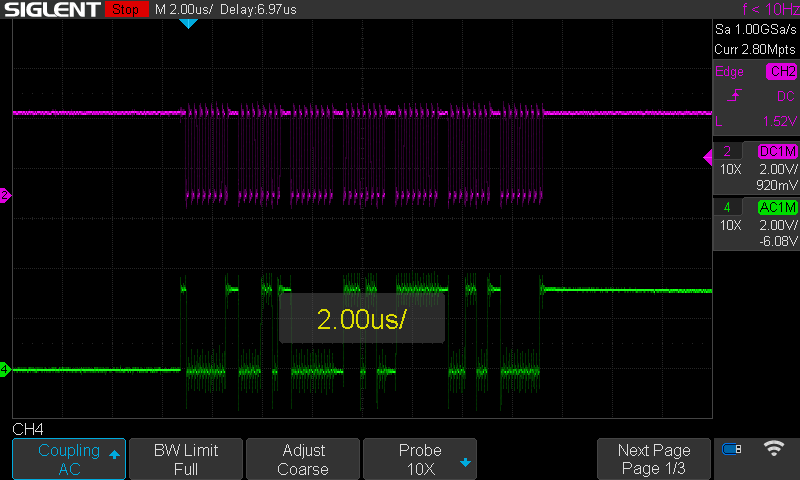 Oscilloscope 2 μs