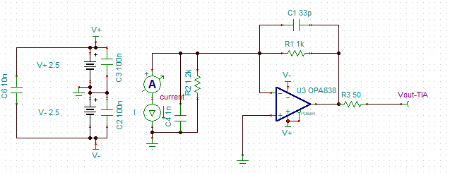 Transimpedance amplifier schematic