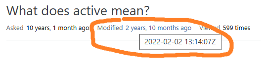 Screenshot of the post summary for a question on StackOverflow, showing the last modified timestamp at the top of the page