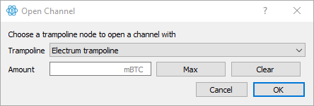 Electrum Open Channel Dialog