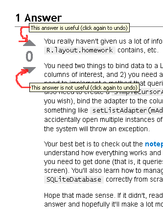 Showing the Tooltips of the Up/Downvote-Buttons on an answer.