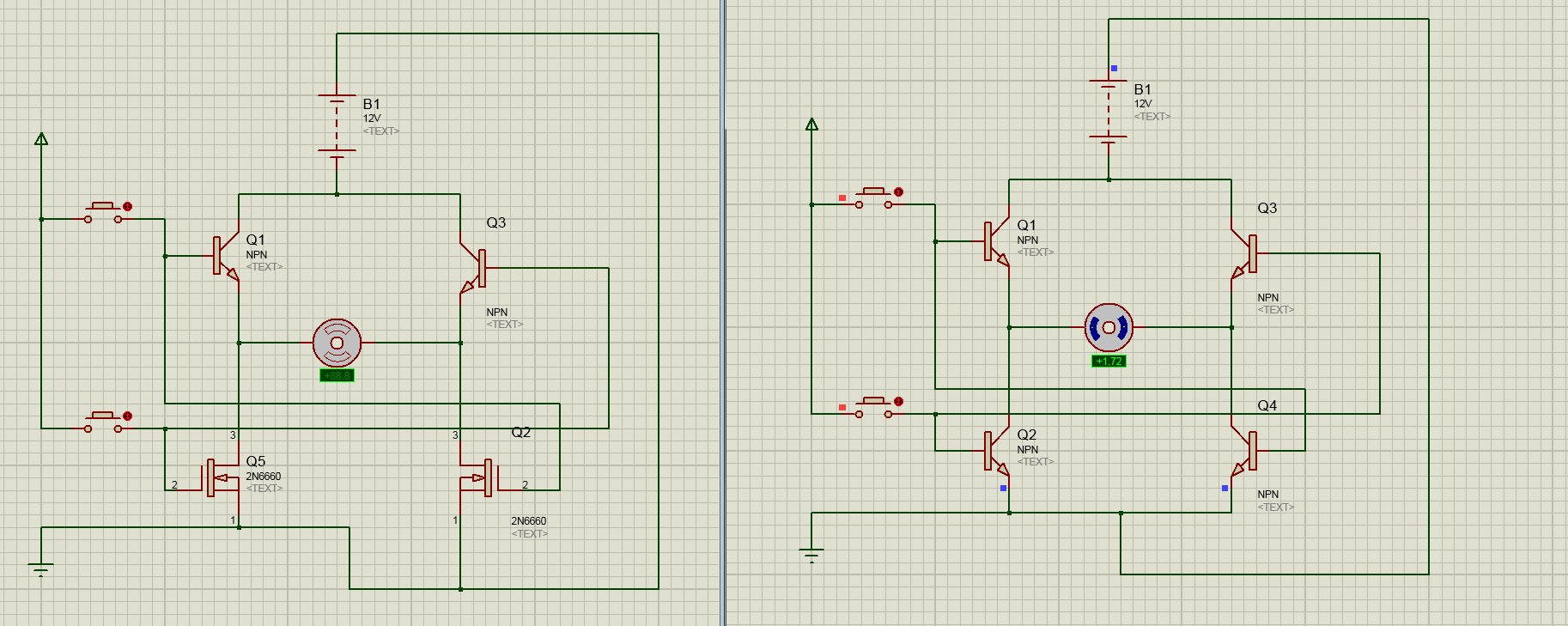 Different H-bridges I prototyped.