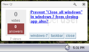 A new question notification in Chrome 6 in Windows XP