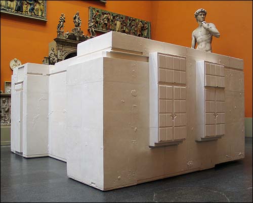 An image of a plaster cast by Rachel Whiteread of Broadcasting House.