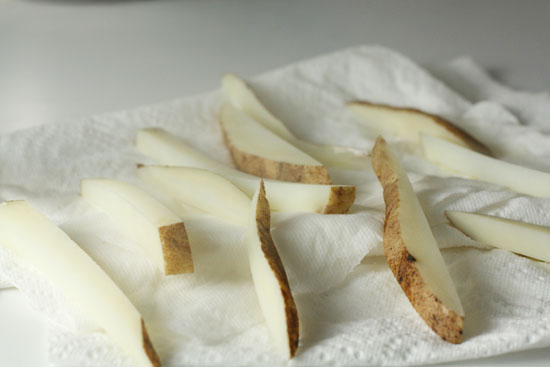 Blanched chips drying