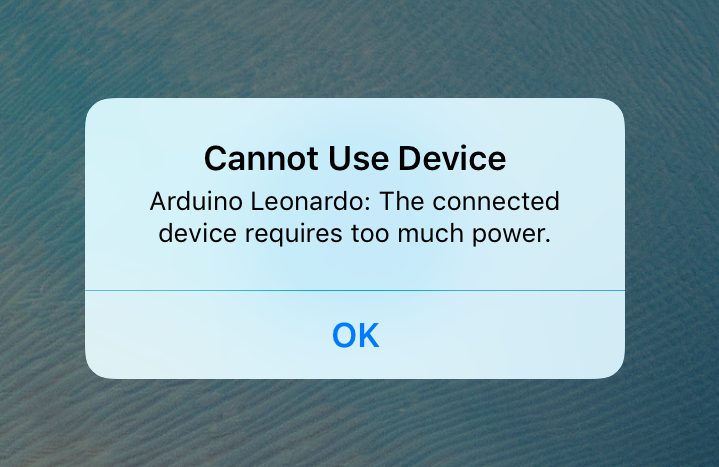 iPad too much power alert