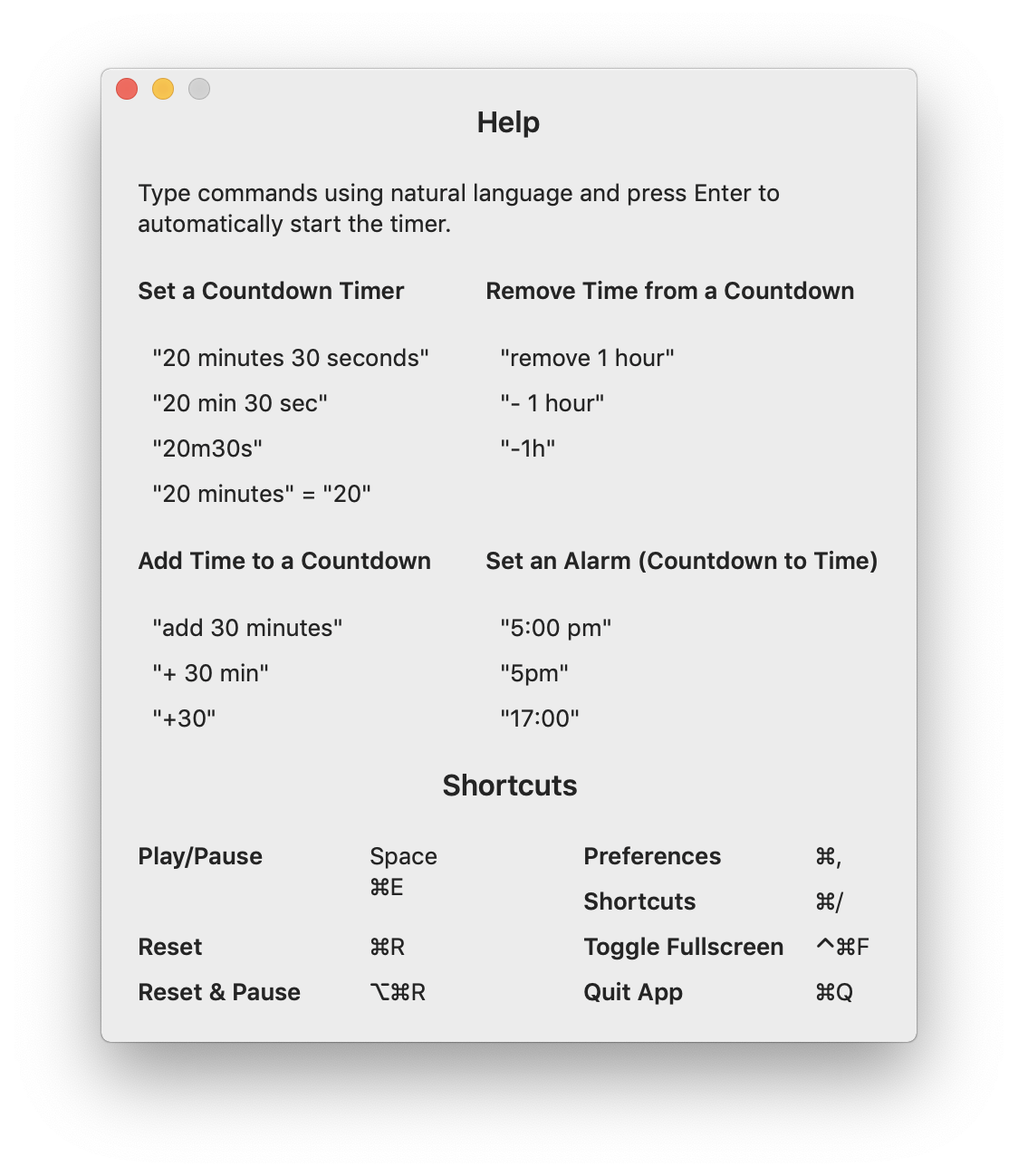 Super Easy Timer Keyboard Shortcuts