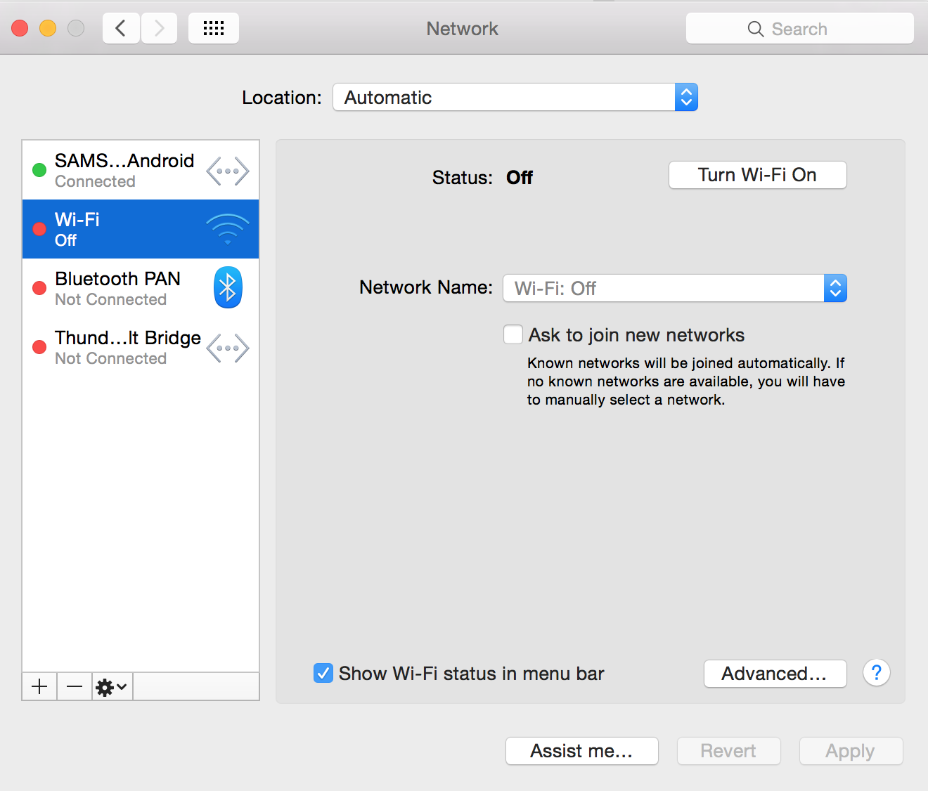 When click <code>Turn Wi-Fi On</code> nothing happens