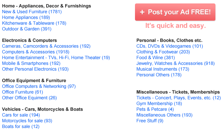 Classifieds Section with taxonomy