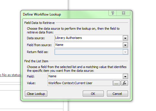 Lookup settings for first value