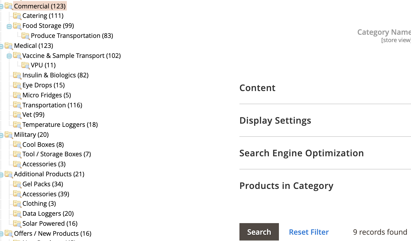 Product tree / visible products count mismatch