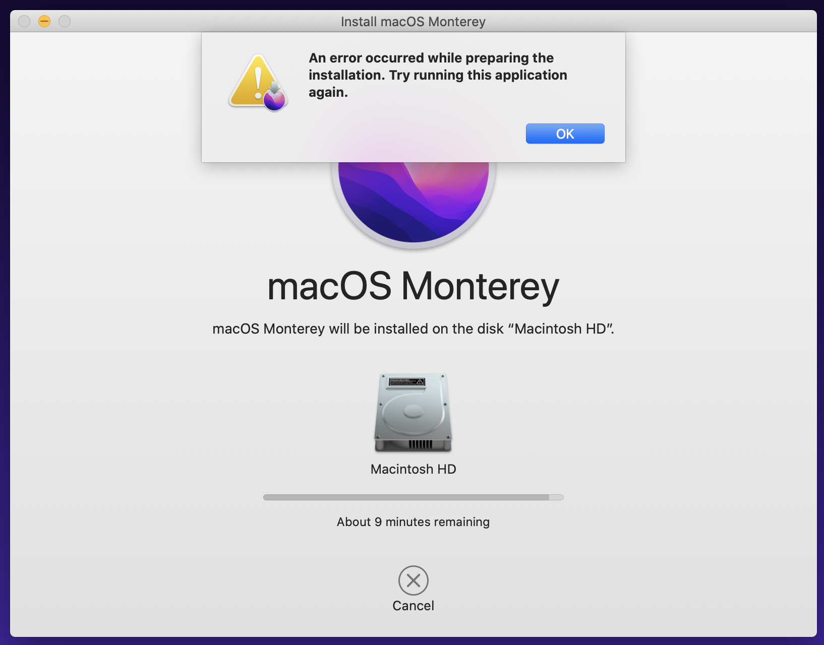 failed macOS Monterey update