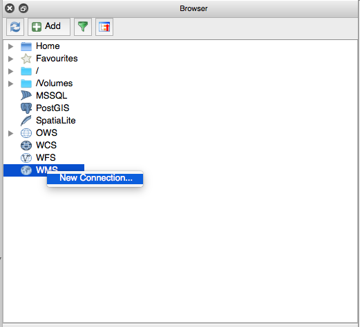 Add WMS connection to QGIS