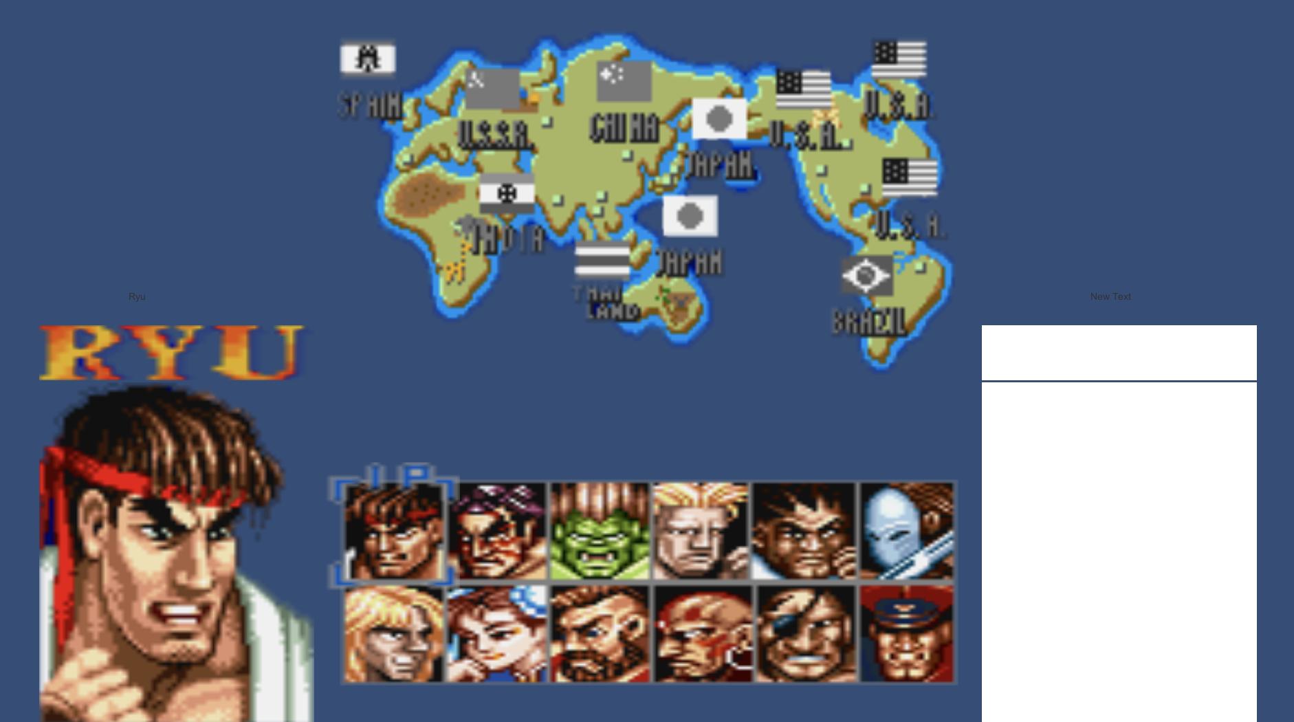 Screenshot of recreated character select screen