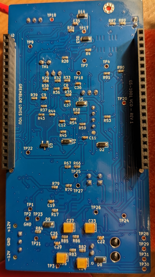 Reverse side of VCO PCBA