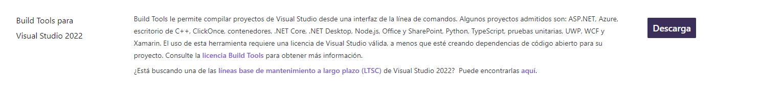 Build Tools para Visual Studio