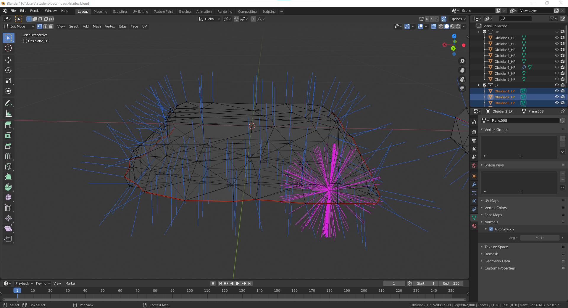 Single object with defunct normals