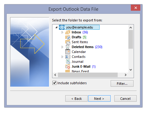 Export Outlook Data File