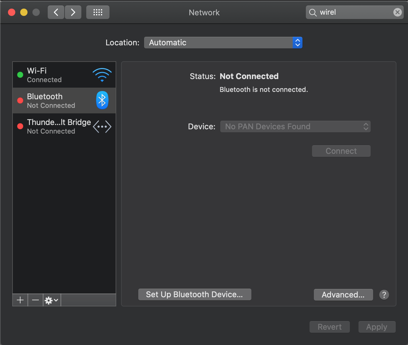 bluetooth wireless settings