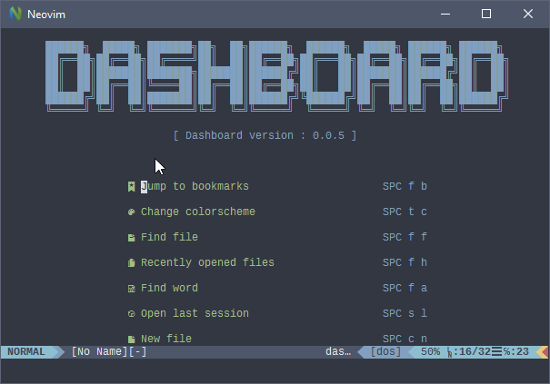 Dashboard on Neovim