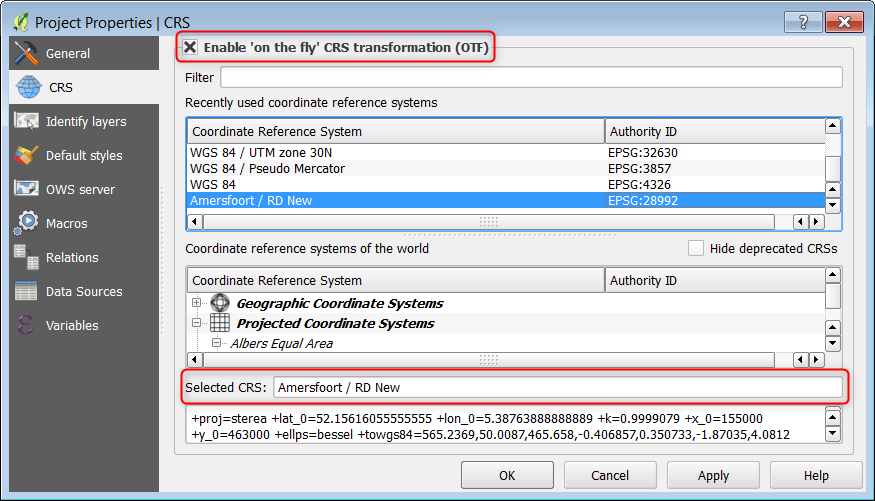 QGIS 2.18.19 Project Properties