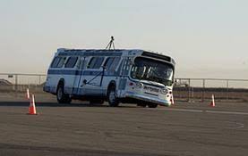 Bus taking turn at high speed. - Speed movie.