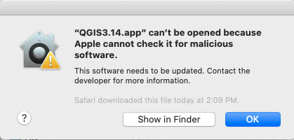 Apple cannot check for malicious software