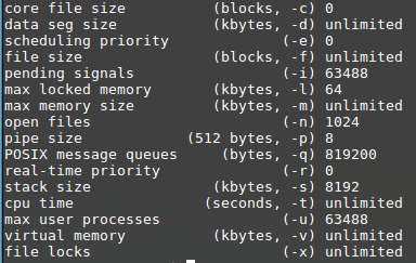 ulimit -a