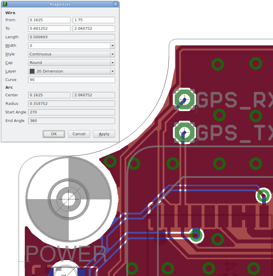 Cadsoft Eagle wire width=0 example