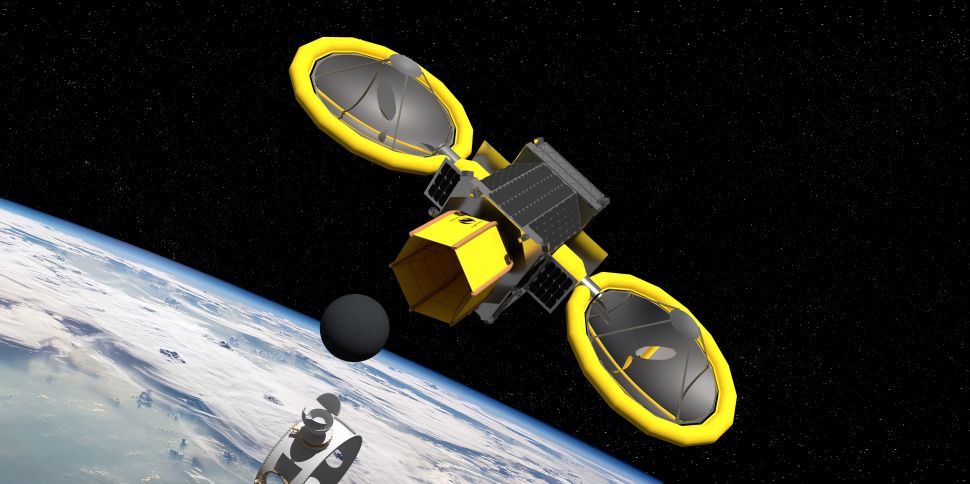 An artist's depiction of the Mini Bee spacecraft designed to test optical mining in space. (TransAstra Corporation)