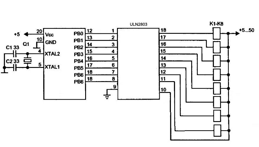 ULN2803 connection relay